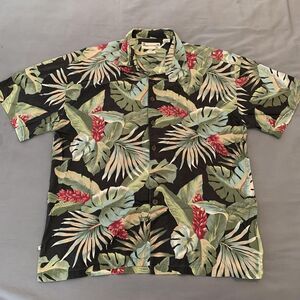 Robert Stock Shirt Mens Large Hawaiian Floral Camp Button Up Aloha‎ Casual
